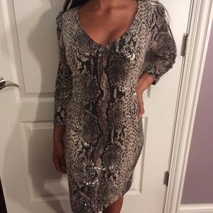 Sequin snake skin bodycon midi dress
